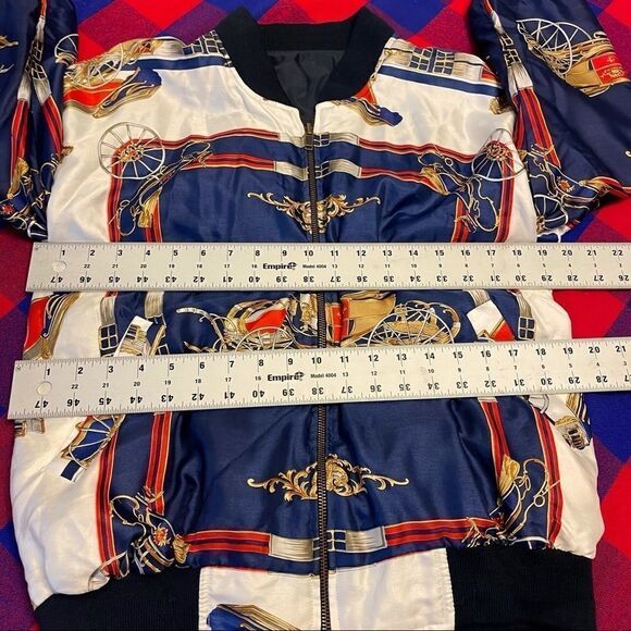 VTG 80s Paris Equestrian Carriage Satin Bomber Jacket S/M/L/XL - Picture 7 of 9